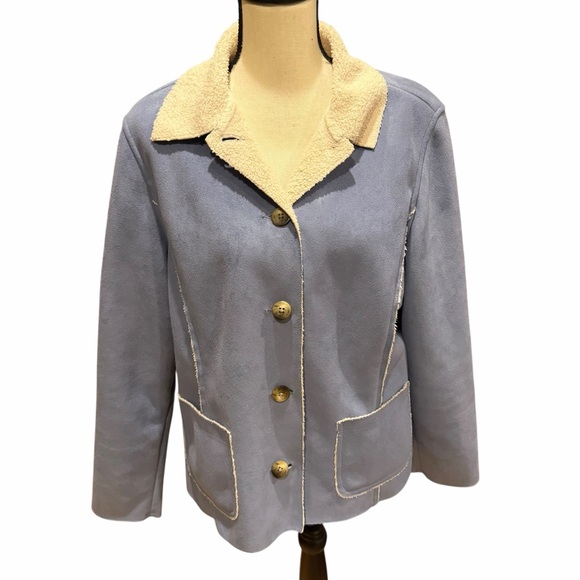 L.L Bean Women's Coat Jacket Large  Button Front Chamois Fleece lining Boho - Picture 10 of 13